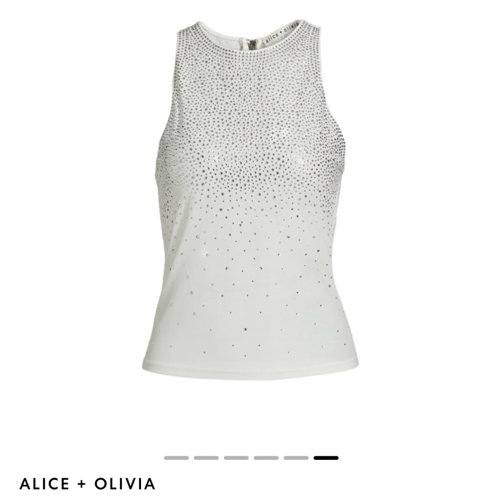 Alice + Olivia White Embellished Tank Top